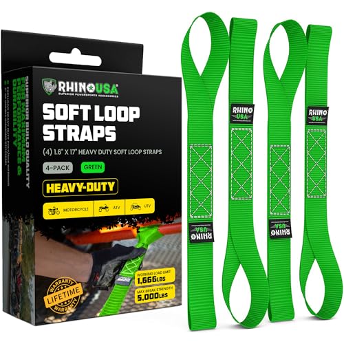 Rhino USA Soft Loop Tie Down Straps (4-Pack) - 1.6 Inch x 17 Inch...