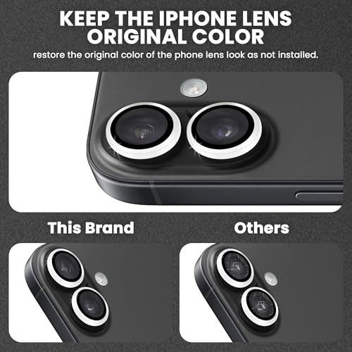 Image of ArmourPro Premium Camera Lens Protector Tempered Glass Compatible For iPhone 17 Tough HD Individual Aluminum Alloy Rings 9H Camera Cover, Scratch-Resistant,Camera Lens Protection| Silver