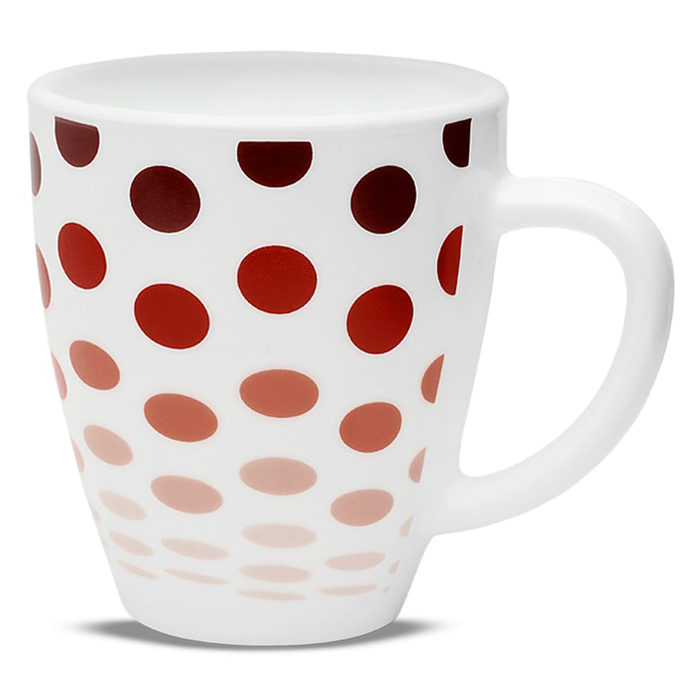 Larah by Borosil Polka Red 390 ml Mug, Microwave Safe, Chip Resistant, Red