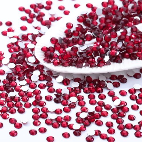 Image of Siam Flatback Rhinestones, Glass Rhinestones for Nail Art and Craft, Glue Fix, Loose Crystal Gemstones(Siam, SS16, 1440pcs, 3.8-4.0mm)