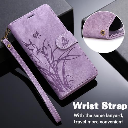 Étui portefeuille Oppo Reno 10 5G housse cuir clapet magnétique avec sangle violet - 2