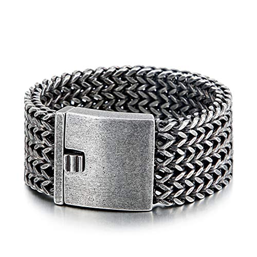 Bold Masculine Heavy Vintage Black 316L Stainless Steel 30Mm Wide Franco Link Bracelet For Men #TOP25