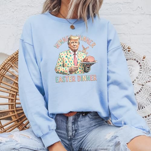 Winner Winner Easter Dinner Sweatshirt, President Trump Happy Easter Day Sweatshirt, Trump Easter sweatshirt, Bunny design sweatshirt, Festive dinner sweatshirt, Trump and bunny sweatshirt3