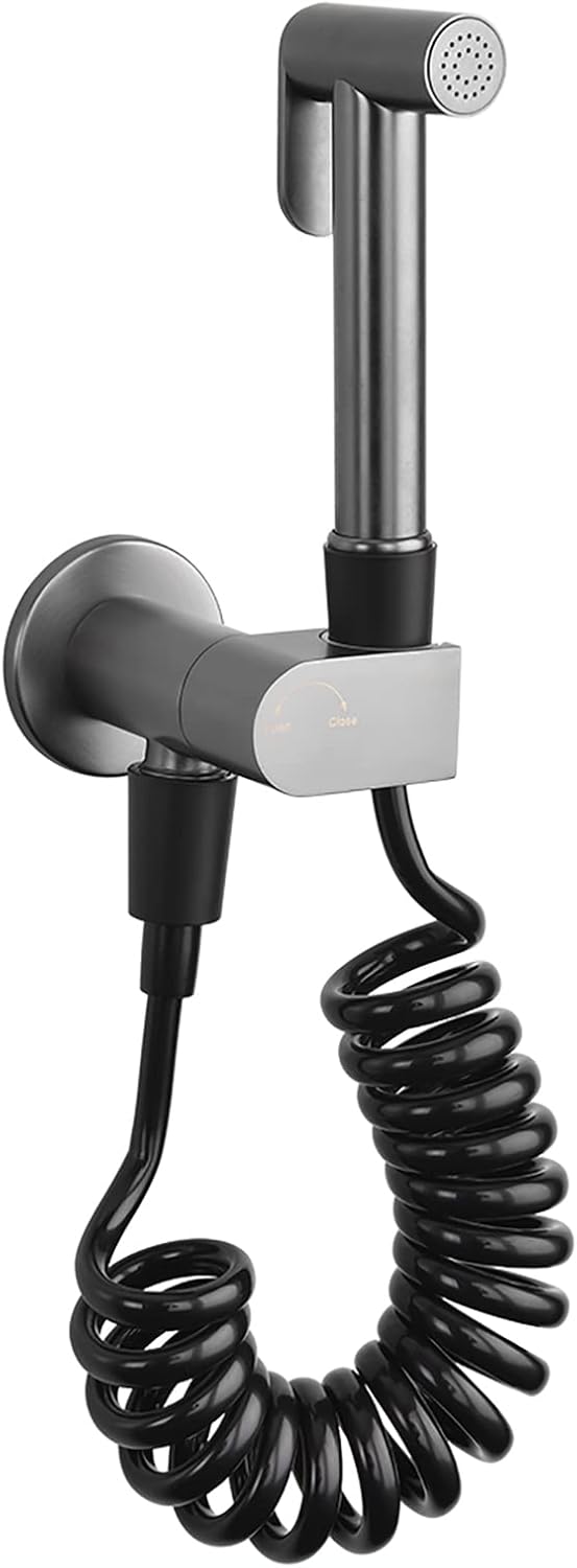 Handheld Bidet Sprayer for Toilet, Brass Cloth Diaper Sprayer Kit Wall Mounted Bidet Sprayer Set Single Handle Toilet Bidet Sprayer Kit with 150cm PVC Shower Hose,Chrome(Gris)