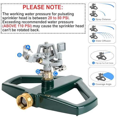 image for STYDDI Sprinklers for Yard, Metal Impact Sprinkler with Metal Base, He