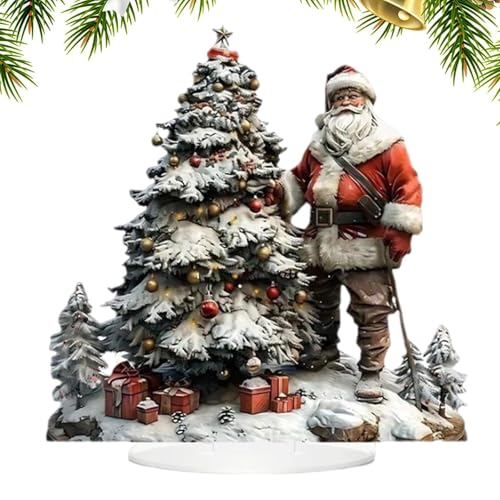 Qiwieod Weihnachtsmann-Figuren Aus Kunstharz, 2D HD Print Art,...