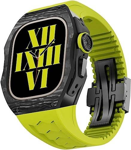 Boîtier de montre fibre de carbone et bracelet caoutchouc pour Apple Watch Ultra 49 mm