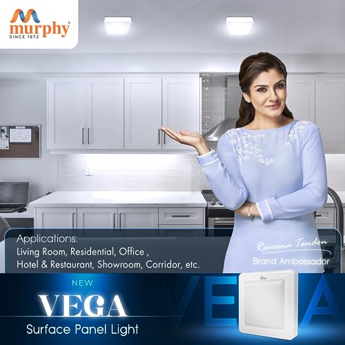 Image of Murphy 15W Vega LED Panel Light Square Surface - (Cool White, Pack of 12) No False Ceiling Required
