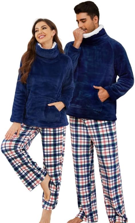 U2SKIIN Pijamas a juego para parejas, juego de pijamas de felpa ultra suave, pijamas de felpa para invierno, ropa de dormir acogedora y cálida