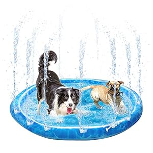 Dog Sprinkler Water Pad Mat Outdoor Dog Cooling Splash Water Toys Non Slip Dog Swimming Pad for Pets, Small