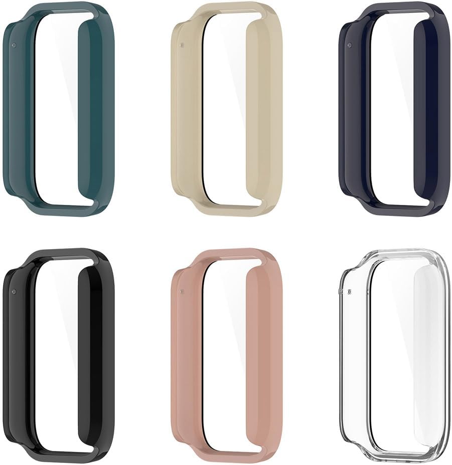 Smartwatch Full Coverage PC Protective Case Cover with Tempered Glass Screen Protector Compatible with Xiaomi Smart Band 8 Pro/Xiaomi Mi Band 8Pro, Soft and Durable(6 Pieces)