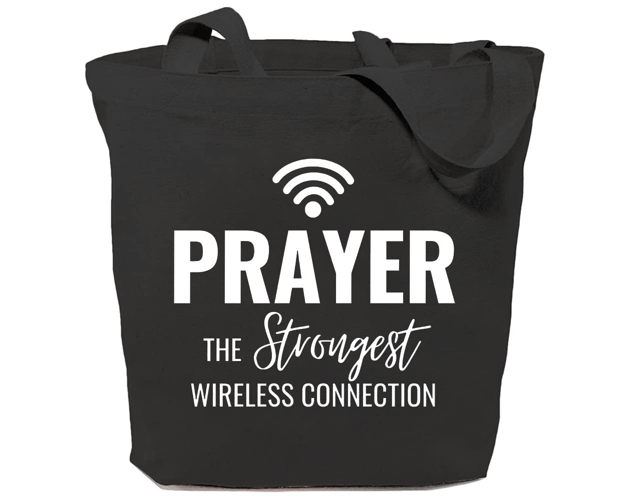 GXVUIS Canvas Tote Bag for Women Grocery Shoulder Shopping Bags Christian Gift Prayer The Strongest Wireless Connection