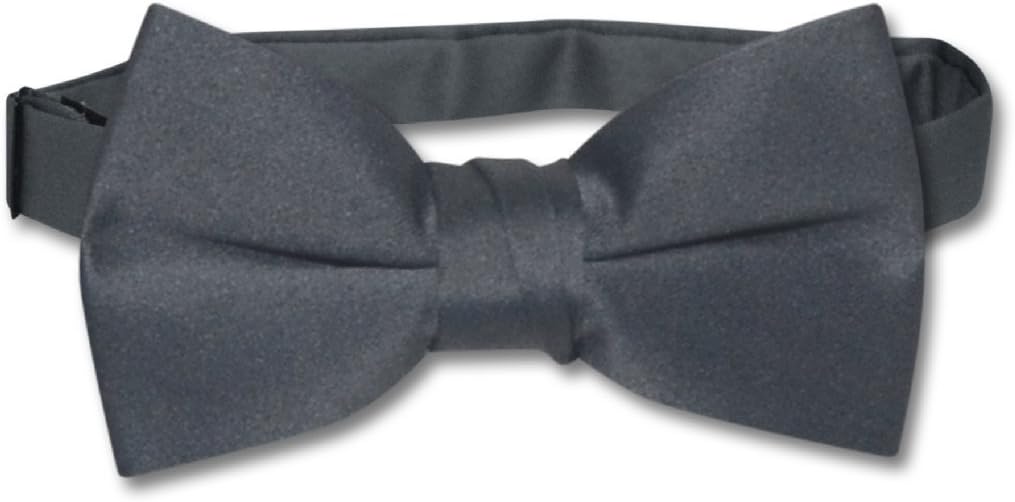 Vesuvio Napoli BOY'S BOWTIE Solid CHARCOAL GREY Color Youth Bow Tie