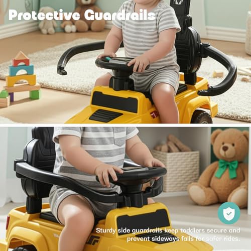 Image of Baybee Roady Pro Ride on Car for Kids | Push Ride on Jeep with Parental Handle & Safety Guardrail | Backrest, Light & Music Rideons Toy Car | Baby Ride on Cars for Kids 1 to 3 Years (Yellow)