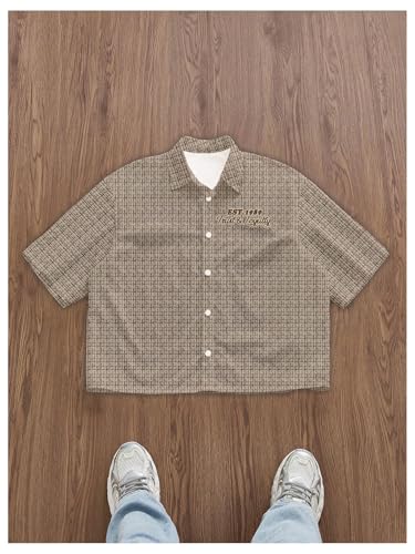 SOLY HUX Men's Retro Plaid Graphic Button Down Shirts Short Sleeve Summer Tops Streetwear2