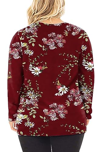 Image of DOLNINE Womens Plus Size Knotted Tops Long Sleeve Tee Shirts Loose Casual Blouse