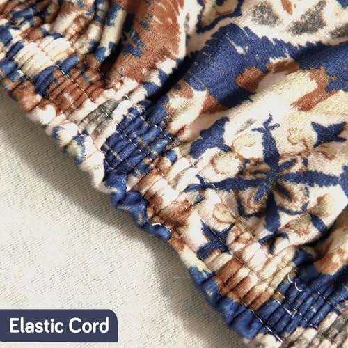 Image of HOKIPO Premium Printed Velvet Dining Chair Cover Set of 1, Indigo Moroccan Charm (AR-5794-D7)