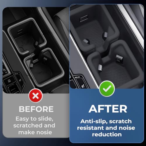 Image of Center Console Cup Holder Inserts for Lexus TX TX350 /TX500h /TX550h+ 2026 2025 2024, Interior Accessories Center Console Silicone Car Cup Holders Covers Protector for 2024-2026 TX, Black