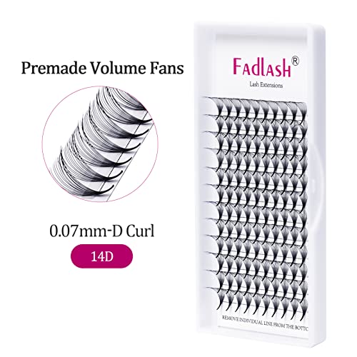 Fadlash Pre-Made Eyelash Extension 14D 0.07mm D Curl 15-20mm Mixed Length Volume Russian Eyelash Extensions Pre Fanned Lashes Fans - Image 2