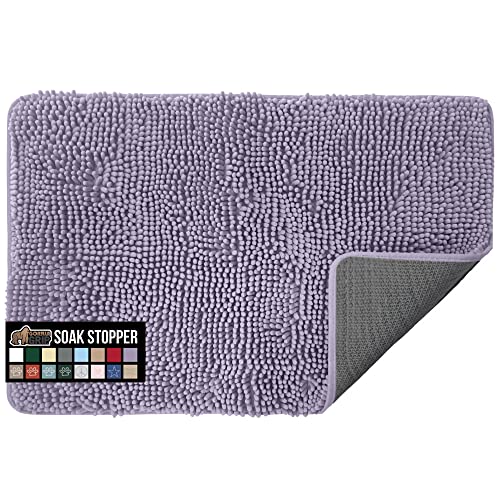 Image of Gorilla Grip Original Indoor Durable Chenille Doormat, 48x30, Absorbent Washable Inside Mats, Low-Profile Rug Doormats for Entry, Mud Room Mat, Back Door, High Traffic Areas, Soft Purple