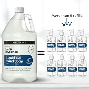 Clean Revolution Fragrance Free Liquid Gel Hand Soap Refill – Sulfate-Free Unscented Gel Hand Wash for Sensitive Skin, Moisturizing Bulk Refill, Non Toxic Formula, Made in the USA, 128 Fl Oz — photo 5 of 6