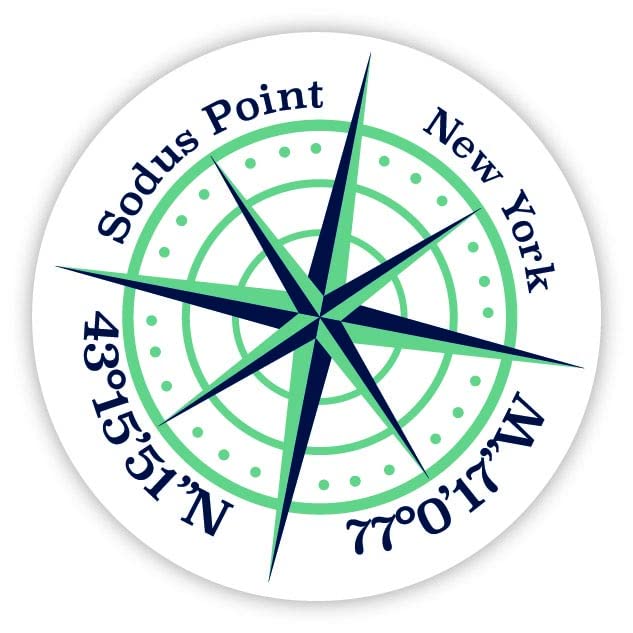 Sodus Point New York 2-Inch Vinyl Decal Sticker Latitude Longitude Compass Design