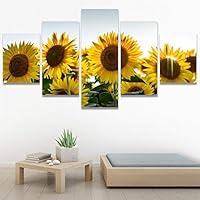 SIGNWIN 5 Panel Canvas Wall Art Modern Art Bouquet Colorful Cool Floral Group Multicolor Photography Realism Romantics for Home Decorations Ready to Hang - 60