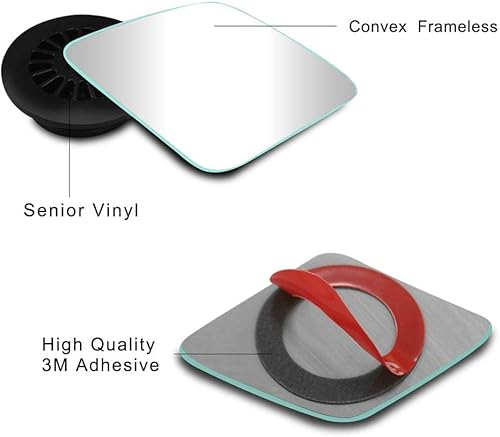 Miniatura 3 de POMFW - Espejo retrovisor convexo de punto ciego, ajustable, sin marco, de gran ángulo, con forma de ventilador, de cristal HD, adhesivo 3M para
