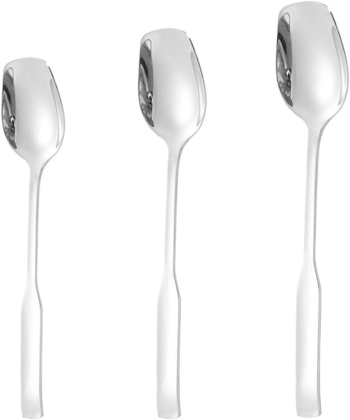 Spoons, Spoons Creative Simple Stainless Steel Ice Cream Spoon Square Household Ice Cream Spoon Dessert Spoon Coffee Spoon(Silver)