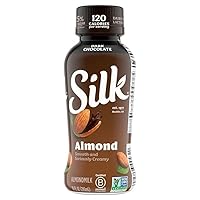 Vista 4 de Silk Leche de almendras de chocolate oscuro, botella de 10 onzas líquidas, 12 por caja.