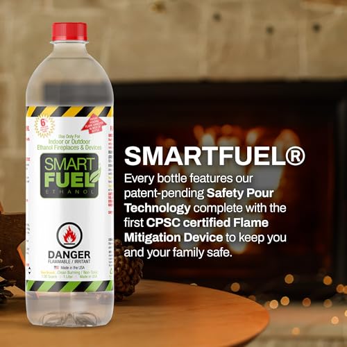 Smart Fuel 1 Liter - Bioethanol Fuel for fireplaces, Stoves and Burners. Denatured Alcohol (1.06 Quart) Clean Burning, Sustainable Fuel