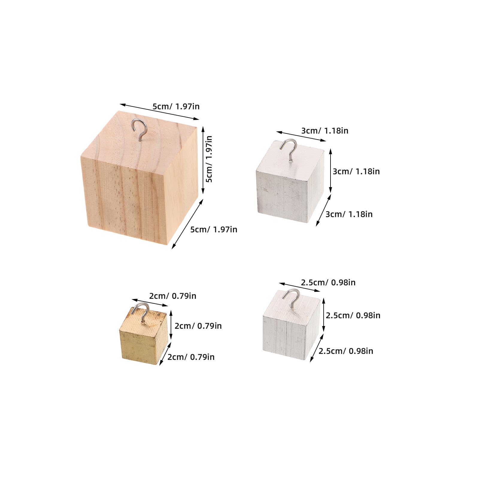 Cabilock 1 jeu de cubes de densité : blocs de métal en aluminium, fer et cuivre – Kit d’expérimentation physique pour la mesure de la densité et l’enseignement en laboratoire scientifique