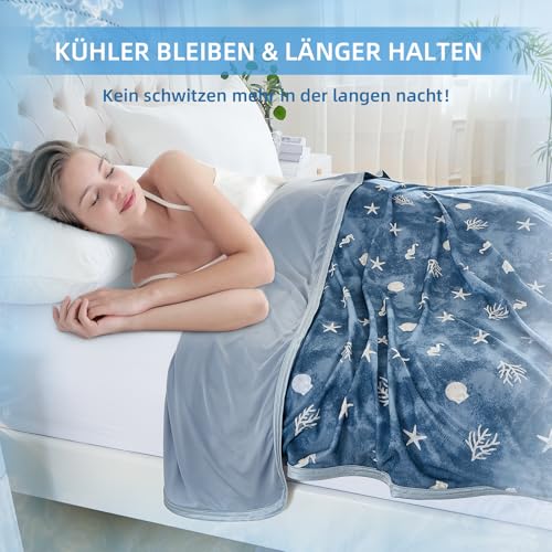 WONGS BEDDING Kühldecke Sommerdecke mit Japanische Arc-Chill Q-Max 0,43 Kühlfasern, Kühlende Decke für Menschen Absorbiert Körperwärme Selbstkühlende Decke für Bett, Blau 150x200cm