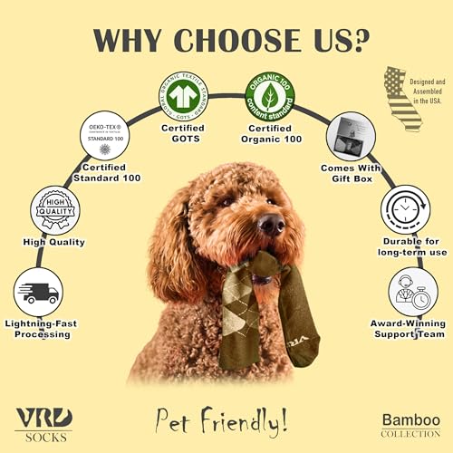 VRD Bamboo Mens Dress Socks for Men, 5 Pack, Assorted Pattern Crew Length Mid-Calf Socks, Mens Shoe Size 8-134