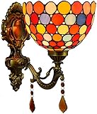 QTANZIQI Lámparas de Pared Apliques Luces de Pared Interior 8 Pulgadas Lámpara de Pared de vidrieras Bohemias Faros de Espejo Cristal clásico británico Mesita de Noche Pasillo Balcón Lámpara de Pared