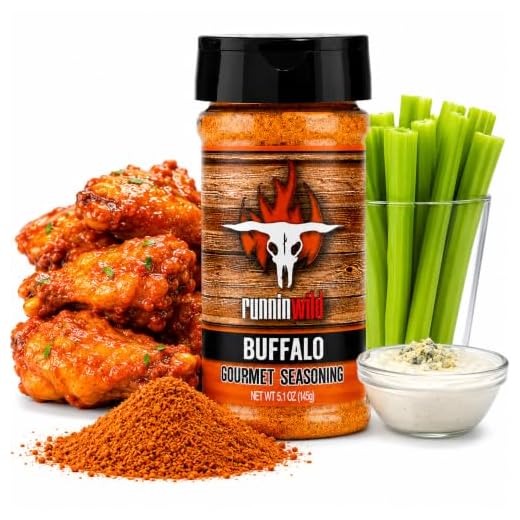 Buffalo Seasoning | All Natural, No Preservatives, No MSG added | Gourmet Buffalo Wings Rub for Chicken, Fries, Popcorn & More | Runnin’ Wild Foods, 5.1 ounces
