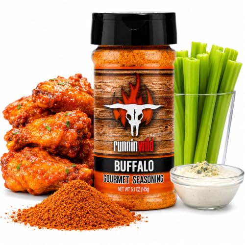 Image of Runnin' Wild Buffalo Wing Seasoning - Mouthwatering Buffalo Flavor Spice Rub for Chicken, Fries, Popcorn & Game-Day Snacks | Bold Gourmet Blend, No Artificial Flavors or MSG added - 5.1oz