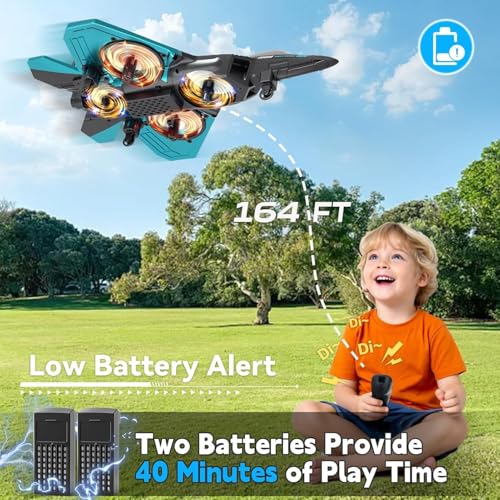 Image of 4D RC V17 RC Airplane for Kids & Adults 4-16 Years, Foam Remote Control Fighter Jet with LED Light, 360 Flip Stunt Plane, Gravity Sensing RC Plane Toy, Easy Fly Outdoor