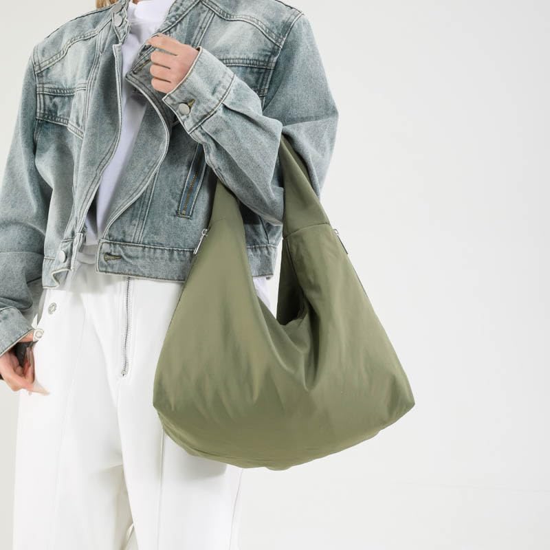 Women Nylon Dumpling Bag Large Capacity All-Match Shoulder Bag Solid Color Simple Shoulder Bag Shopping Work Date Party Bag3