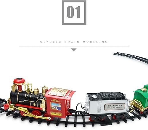 Miniatura 2 de Simulation Retro Train Set - Juguete de tren eléctrico para niños y niñas con humo, luces y sonido, kits de ferrocarril para niños de 3, 4, 5, 6, 7,