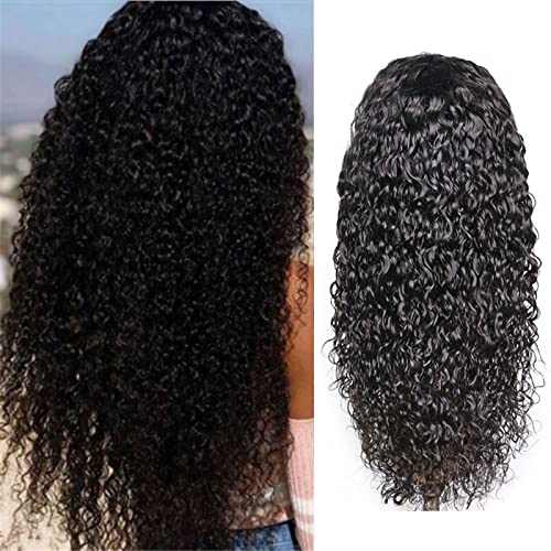 Jiusike Weave Ponytails For Women Wig Curly Female Big Wave Black Water Ripple Long Curly Hair High Temperature Silk Wig Headgear Curly Black Hair Head Circumference 22 Inches (Black, One Size) #TOP4