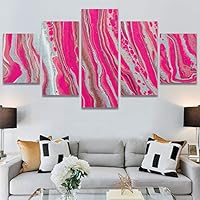 SIGNWIN 5 Panel Canvas Wall Art Abstract Closeup Digital Art Modern Artwork for Home Decorations Ready to Hang - 60