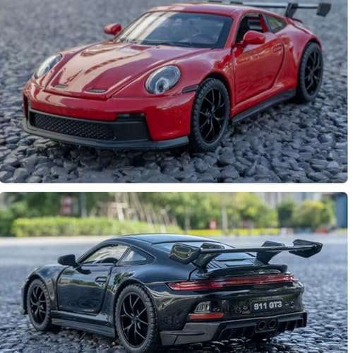 Image of 1 /32 Porche 911 GT3 RS Sport Model Luxury Car Toy Metal Pull Back Diecast Car with Openable Door and Sound Light, Gifts Toys for Kids【 Red 】