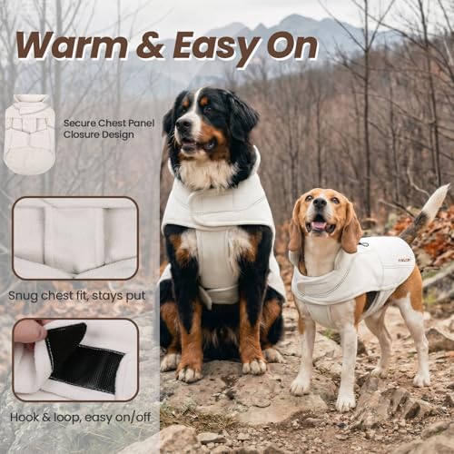 VIVAGLORY Softpad Wintermantel Hund, Hundemantel Fleecemantel Hund, Fleecejacke mit Bauchschutz, Fleece Reflektierend Verstellbar Softshell, XXS, Beige