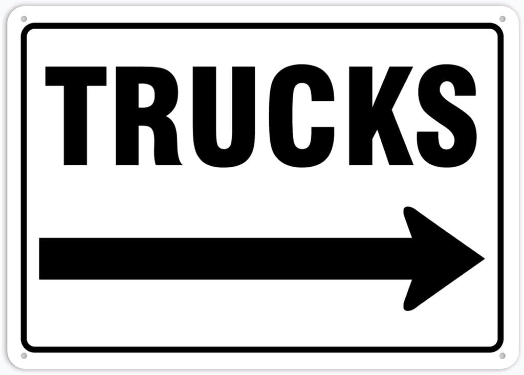 8"x12" Aluminum Metal Sign - Facility Traffic Sign Trucks Right Arrow - Indoor & Outdoor Use For Home, Office, Work
