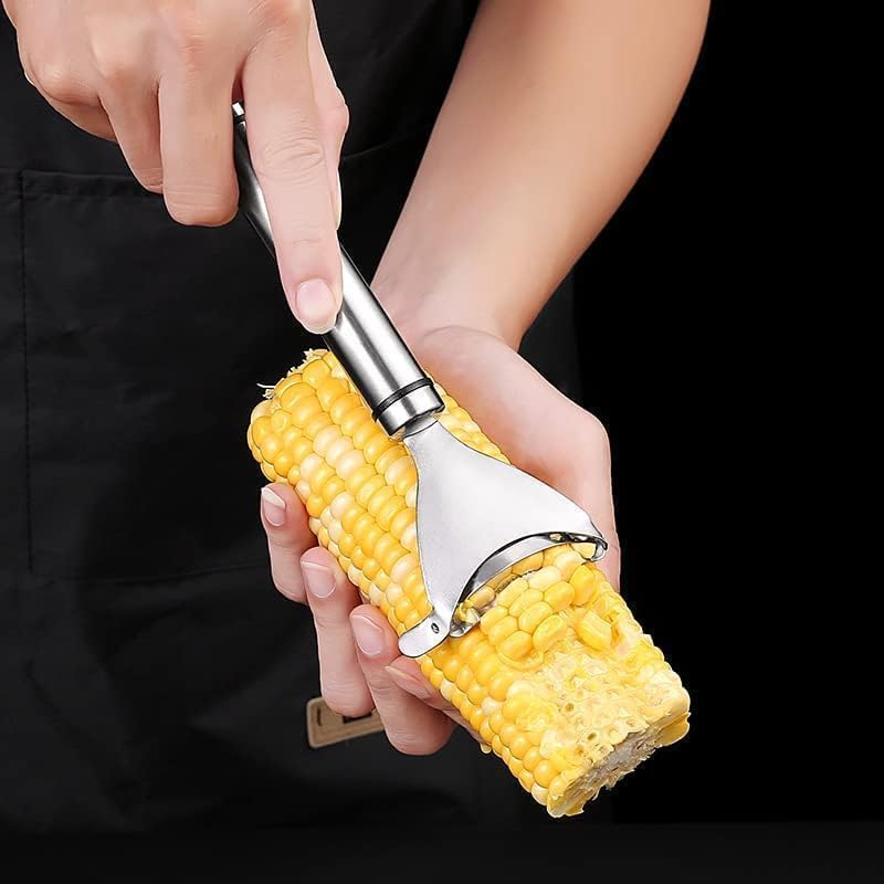 Image of Premium Corn Peeler & Garlic Press Combo Set | Stainless Steel Corn Stripper & Heavy Duty Garlic Crusher | Kitchen Tool Set.