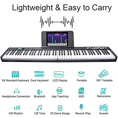 Clavier pliable avec Bluetooth, piano numérique portable à 88 touches, comprend un support de musique, des touches… - Les Beatles, Paul McCartney, John Lennon, RIngo Starr, George Harrison Clavier pliable avec Bluetooth, piano numérique portable à 88 touches, comprend un support de musique, des touches… – Image 5