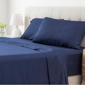 King Sheet Set - 100% Cotton Soft Long-Staple Combed Pure Natural Bed Sheet Set - Hypoallergenic Easy Fit - 4 Piece Set - Bedding Sheets & Pillowcases