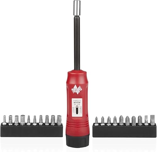 Neiko 10573B Juego de destornillador dinamométrico destornillador de 14pulgadas mango largo alcance de 10a 50librapulgada 20puntas incluidas