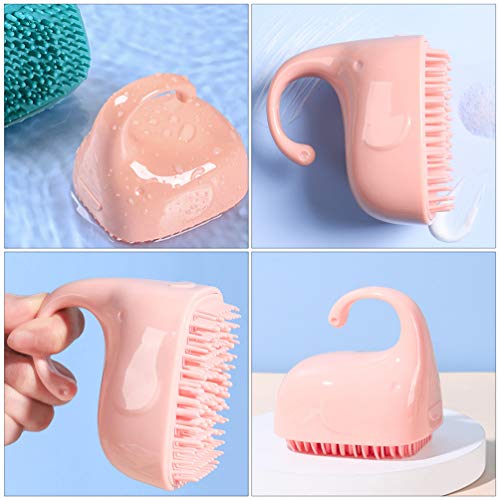 TOYANDONA Escova de shampoo portátil de silicone para bebês, esfregão de couro cabeludo com alça, la